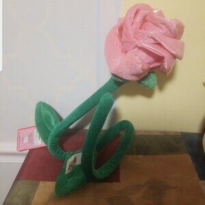 Pink rose - bendable plush 30" New